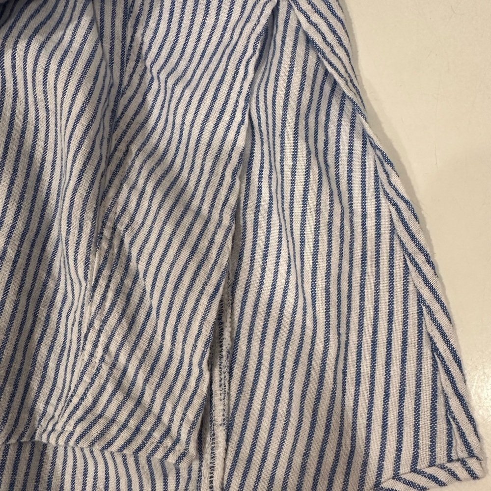 NWT Linen Blend 3/4 Sleeve Midi Shirtdress Pockets Coastal Cover Up Sz L - Picture 10 of 13